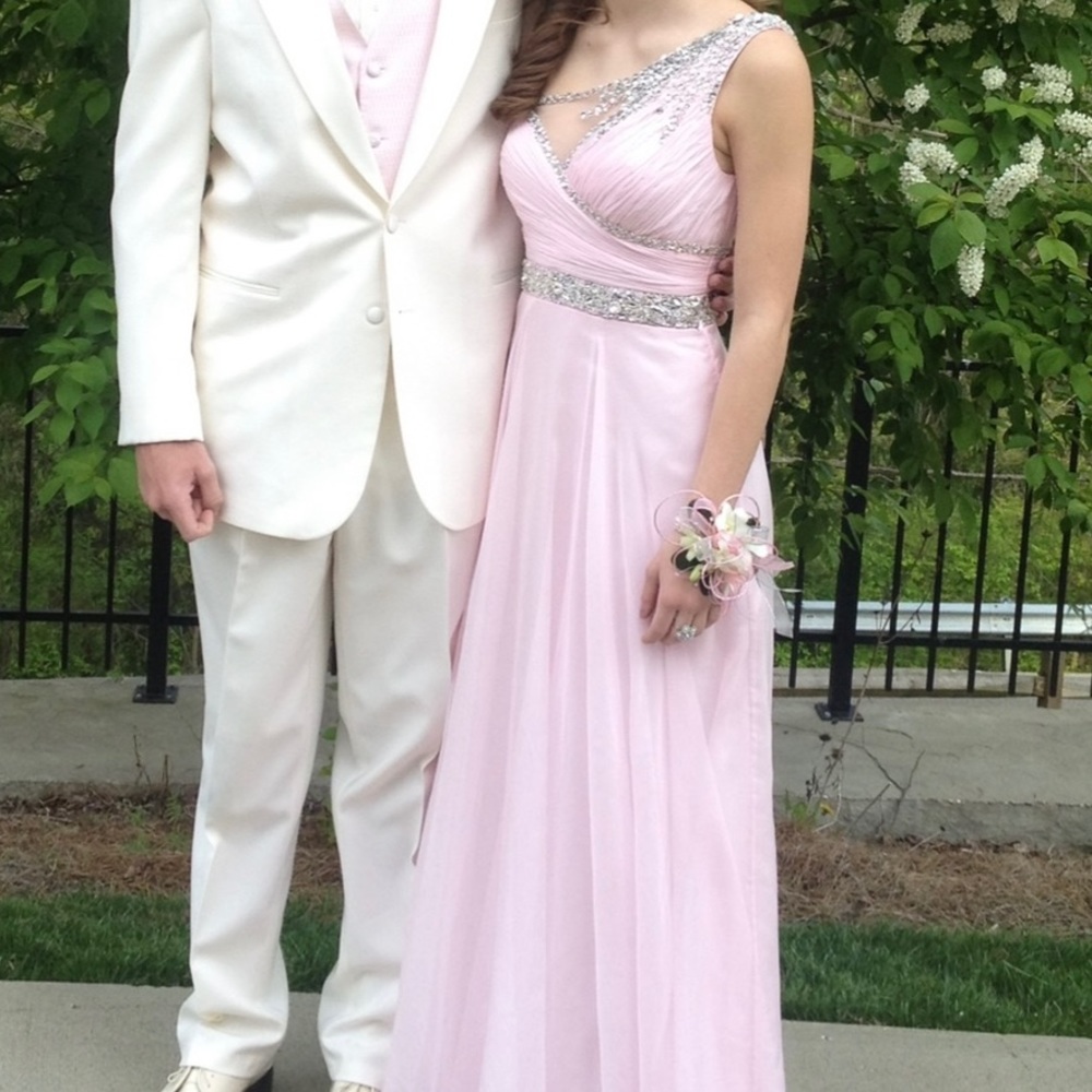 Dave and Johnny Pink sequence prom dress